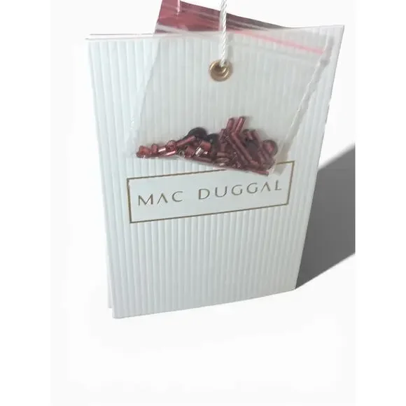 New with Tags Mac Duggal 93758 Beaded Midi Dress Jewel Neck Burgundy Size 8 - Picture 14 of 16